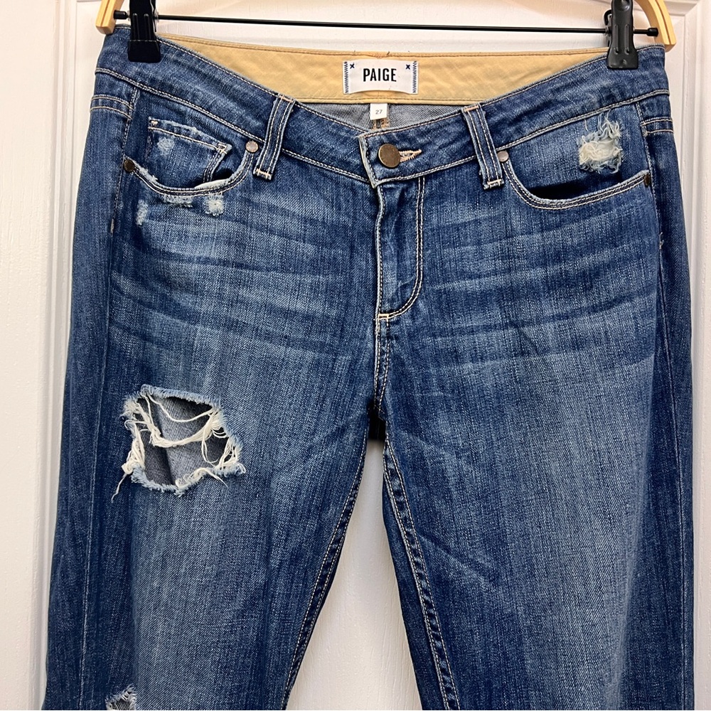 PAIGE Jimmy Jimmy Skinny Jeans Women’s 27 Distressed Ripped Boyfriend Denim - Picture 3 of 13